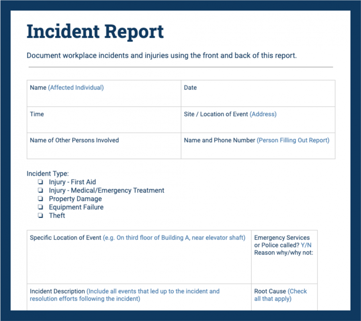 Incident Report Form Template Word Ovrah