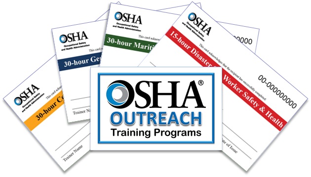osha 10, 30, 15 cards from outreach training