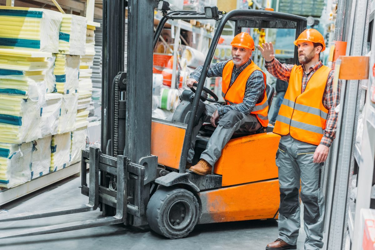 forklift driver receiving training