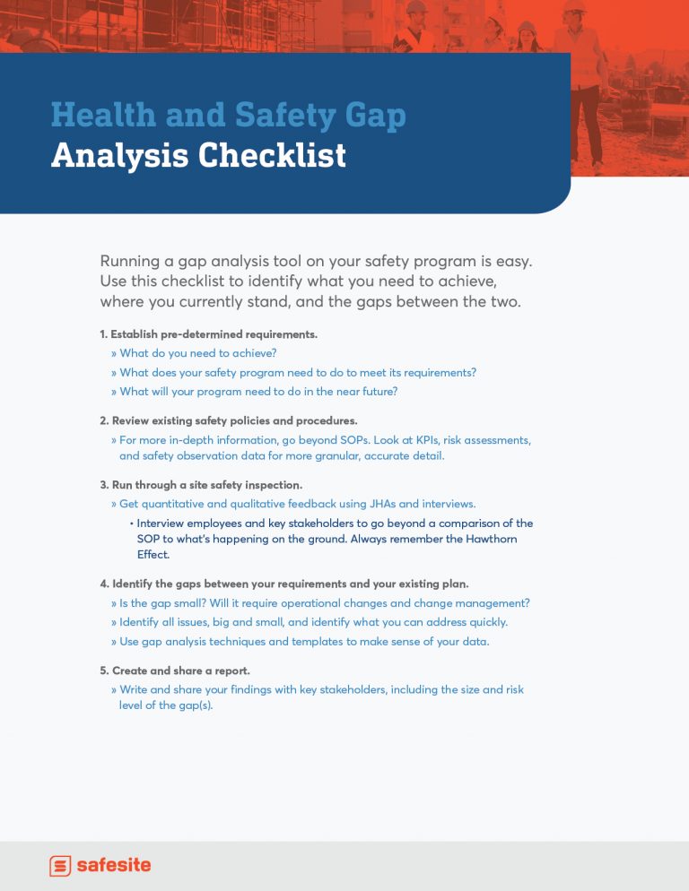 Gap Analysis Tool The Proactive Safety Improvement Guide (Checklist + Template) Safesite
